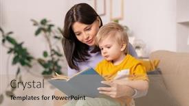  Presentation with tale - Cool new theme with content-beautiful-young-mother-sitting backdrop and a coral colored foreground