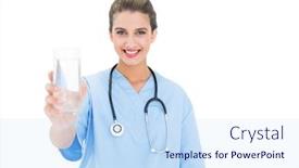  Presentation with scrubs - Audience pleasing slides consisting of content-brown-haired-nurse backdrop and a sky blue colored foreground