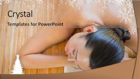  Presentation with table of content - Cool new slides with content brunette relaxing on massage backdrop and a  colored foreground