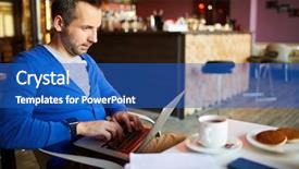  Presentation with cafe - Theme with content enterprising handsome male freelancer background and a teal colored foreground