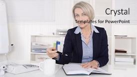  Presentation with civil engineering desk - Audience pleasing slide set consisting of content management - attractive blonde businesswoman sitting backdrop and a lemonade colored foreground