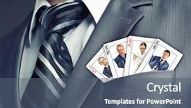  Presentation with business cards - Amazing PPT layouts having content management - business team cards in suit backdrop and a ocean colored foreground