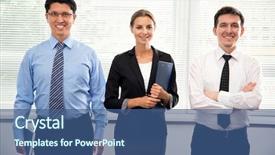  Presentation with big group people - Beautiful slide deck featuring content management - group of business people backdrop and a  colored foreground