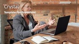  Presentation with business partner - Audience pleasing slides consisting of content-mature-lady-inspired backdrop and a coral colored foreground