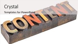  Presentation with color blocks - Presentation theme consisting of content word abstract - an isolated banner in vintage letterpress wood type blocks stained by color inks background and a light gray colored foreground