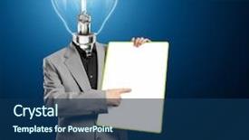  Presentation with hands holding - PPT layouts enhanced with content writing - lamp head businessman holding empty background and a navy blue colored foreground