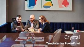  Presentation with online meeting - Presentation theme enhanced with content-young-business-people-watching background and a tawny brown colored foreground