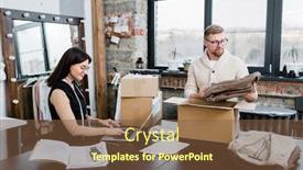  Presentation with employees - Slide set enhanced with content-young-clothes-production-employees background and a tawny brown colored foreground