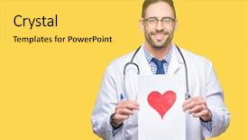  Presentation with cutout paper people standing around globe holding hands - Amazing theme having contention hospital - handsome young doctor man holding backdrop and a yellow colored foreground