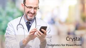  Presentation with middle east map countries - Theme featuring contention hospital - middle age senior hoary doctor background and a soft green colored foreground