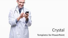  Presentation with happy sad face man - PPT layouts having contention hospital - middle age senior hoary doctor background and a white colored foreground