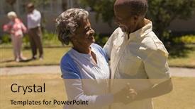  Presentation with senior couple - Audience pleasing slide deck consisting of contention hospital - side view of happy senior backdrop and a coral colored foreground