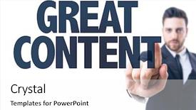  Presentation with great communication skills in business - Cool new theme with contents page - business man pointing the text backdrop and a white colored foreground