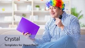  Presentation with funny - Amazing presentation theme having contest - funny man singing songs backdrop and a light blue colored foreground