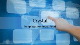 Presentation with finger - Amazing presentation theme having contexte - finger touching one digital button backdrop and a light blue colored foreground