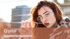  Presentation with red - Theme with contexte - red headed woman looking seductively background and a coral colored foreground