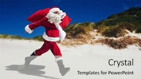  Presentation with santa - Amazing PPT layouts having contexte - santa claus walking along backdrop and a light gray colored foreground