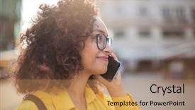  Presentation with afro caribbean - Slide set featuring contexte - young afro woman talking background and a coral colored foreground