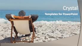  Presentation with sun - Slide deck with contexte - young businessman relaxing on his background and a light blue colored foreground