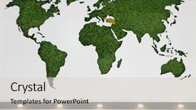  Presentation with green earth world globe map - PPT layouts with continent hotel - globe world map on wall background and a light gray colored foreground