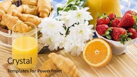  Presentation with pastries - Presentation theme featuring breakfast with assortment of pastries background and a yellow colored foreground