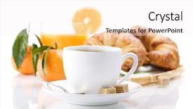  Presentation with orange general - PPT theme consisting of breakfast with croissants coffee background and a white colored foreground