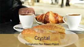  Presentation with breakfast sandwich - Slides with cafe set for breakfast background and a yellow colored foreground