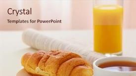  Presentation with newspapers - Beautiful PPT theme featuring continental breakfast - croissants coffee orange juice backdrop and a lemonade colored foreground