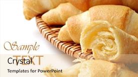  Presentation with space - Beautiful slide deck featuring continental breakfast - delicious freshly baked crescent rolls backdrop and a lemonade colored foreground