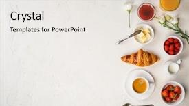  Presentation with flat - PPT theme with continental breakfast captured from above background and a white colored foreground