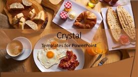  Presentation with croissant - PPT theme enhanced with continental breakfast croissant eggs bacon background and a red colored foreground