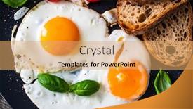  Presentation with breakfast - Colorful presentation enhanced with continental-breakfast-sunny-side-up backdrop and a yellow colored foreground