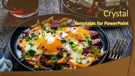  Presentation with breakfast - PPT theme consisting of continental-breakfast-sunny-side-up background and a tawny brown colored foreground
