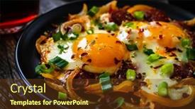  Presentation with brunch breakfast buffet healthy continental - Slide deck with continental-breakfast-sunny-side-up background and a tawny brown colored foreground