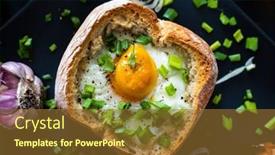  Presentation with breakfast - PPT theme consisting of continental-breakfast-sunny-side-up background and a tawny brown colored foreground