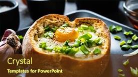  Presentation with breakfast - Beautiful PPT theme featuring continental-breakfast-sunny-side-up backdrop and a tawny brown colored foreground