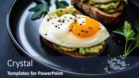  Presentation with breakfast - Cool new presentation theme with continental-breakfast-sunny-side-up backdrop and a ocean colored foreground