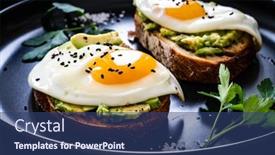 Presentation with avocado - Cool new PPT theme with continental-breakfast-sunny-side-up backdrop and a ocean colored foreground