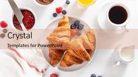  Presentation with brunch breakfast buffet healthy continental - Amazing slide deck having continental breakfast with croissant jam backdrop and a coral colored foreground