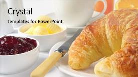  Presentation with orange juice - Audience pleasing presentation theme consisting of continental breakfast with croissants strawberry backdrop and a lemonade colored foreground