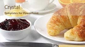  Presentation with orange juice - Presentation featuring continental breakfast with croissants strawberry background and a soft green colored foreground