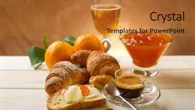  Presentation with breakfast - Slides featuring continental breakfast background and a gold colored foreground