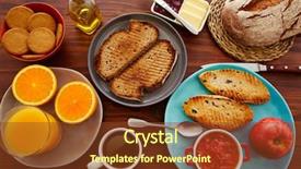  Presentation with healthy breakfast - Cool new PPT theme with continental buffet breakfast with assorted healthy food and coffee backdrop and a tawny brown colored foreground