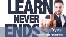  Presentation with continuous - Amazing presentation theme having continuous improvement - business man pointing the text backdrop and a ocean colored foreground