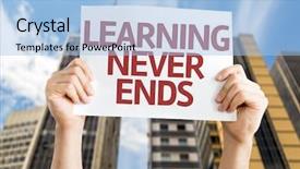  Presentation with e learning - Presentation theme with continuous improvement - learning never ends card background and a light blue colored foreground