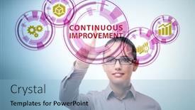  Presentation with continuous improvement - Colorful PPT theme enhanced with continuous-improvement-concept-in-business backdrop and a light blue colored foreground