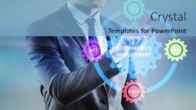  Presentation with continuous - PPT theme with continuous-improvement-concept-in-business background and a light blue colored foreground