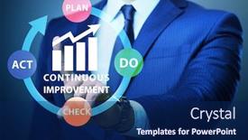  Presentation with continuous improvement - Beautiful slide deck featuring continuous-improvement-concept-in-business backdrop and a navy blue colored foreground