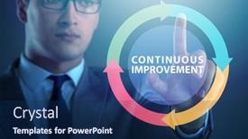  Presentation with continuous improvement - PPT theme enhanced with continuous-improvement-concept-in-business background and a navy blue colored foreground