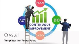  Presentation with continuous - Amazing slide deck having continuous-improvement-concept-in-business backdrop and a sky blue colored foreground